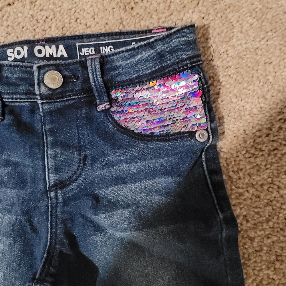 Girls Denim Jeggings  Adjustable Waist Sonama Size 5 Regular